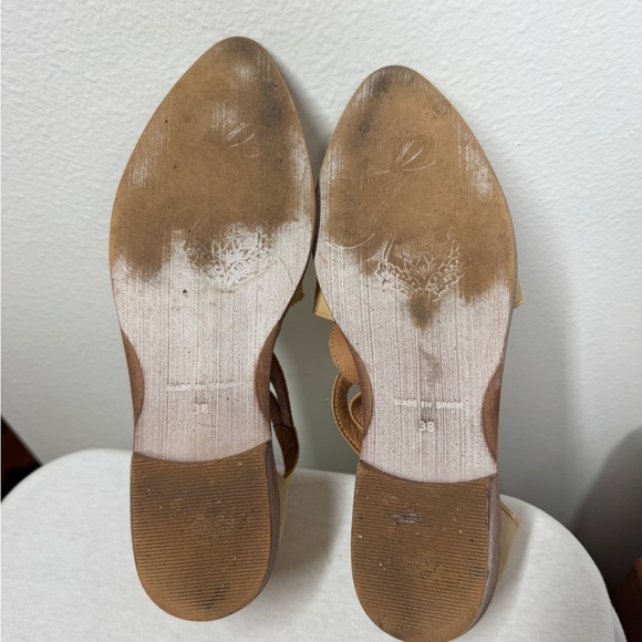 Free People Wanderlust Leather Braided Almond Toe Ankle Strap Back Zip Flats 38 - Picture 12 of 15